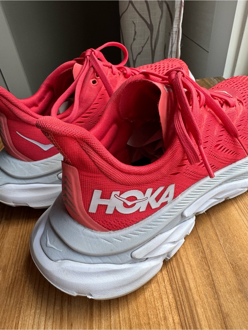 Hoka One Clifton Edge Womens Running Shoe Hot Coral Pink White US 8.5